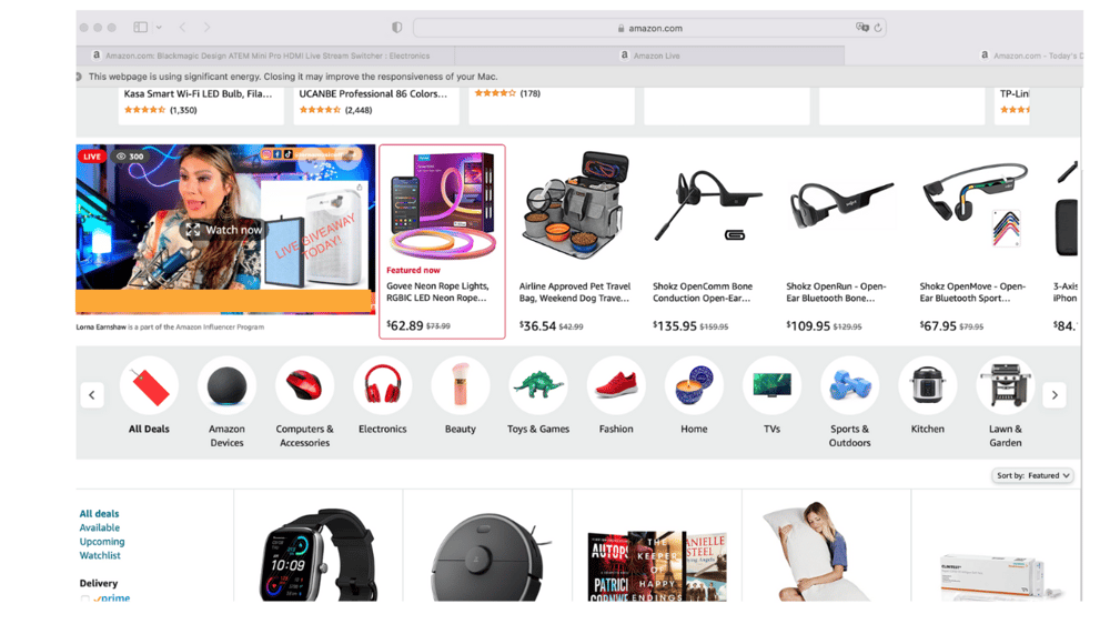 Lorna featured live on Amazon